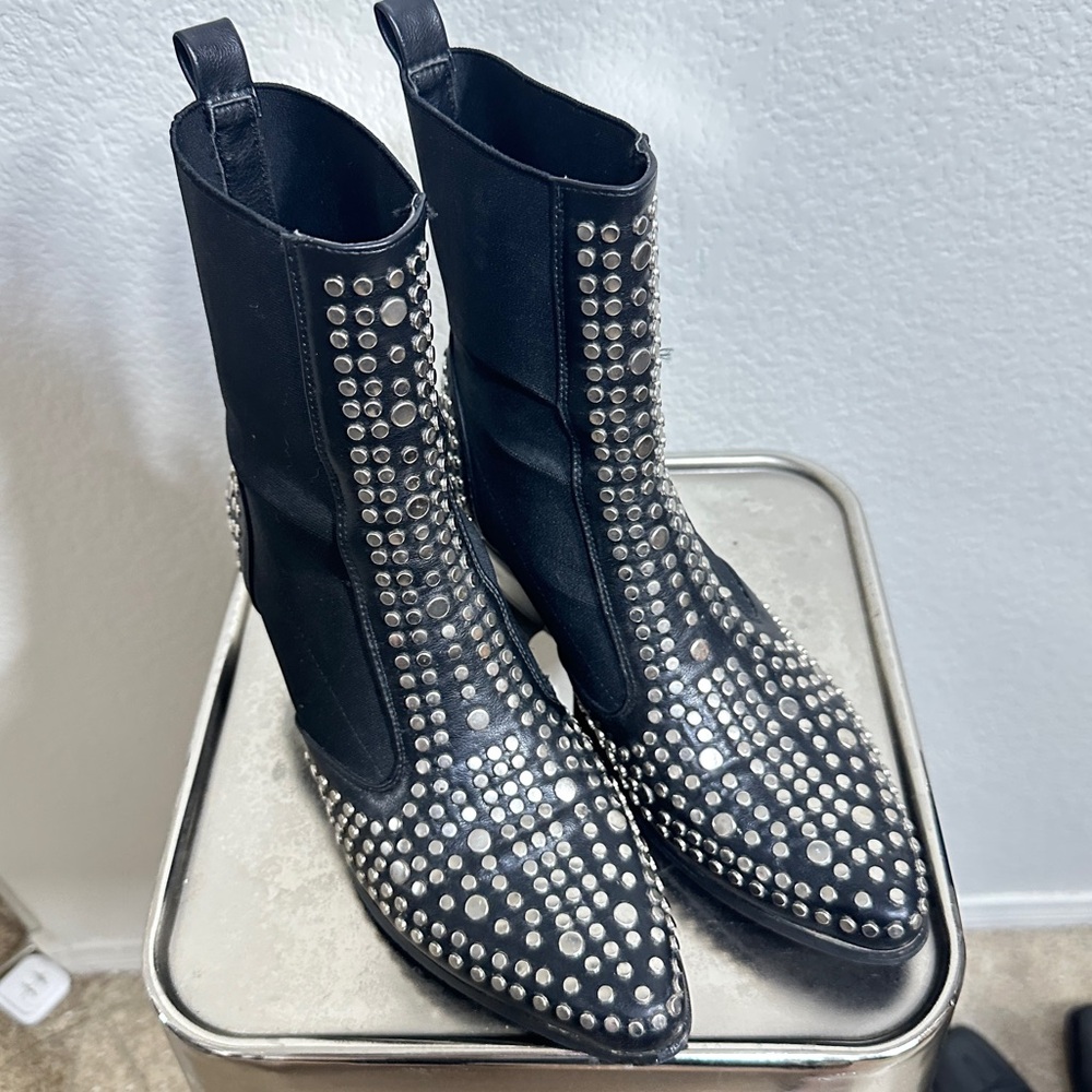 Nasty Gal Black Studded Ankle Boots